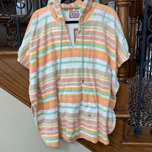 Juicy Couture terry hooded striped poncho sz M